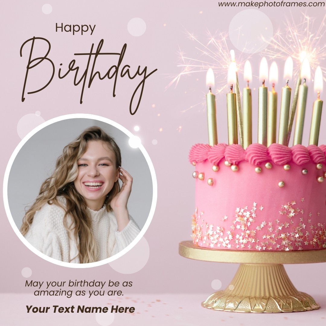 Birthday Wishes On Candle Cake With Photo And Name