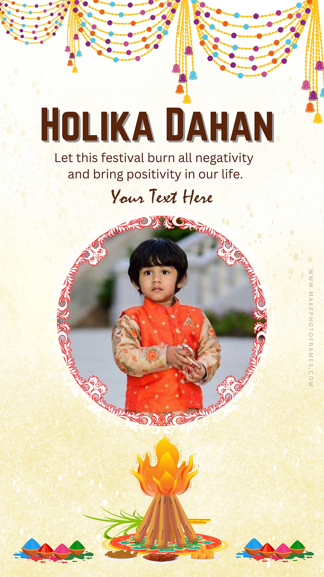 Holi Dahan Wishes Whatsapp Status Photo Frame With Name