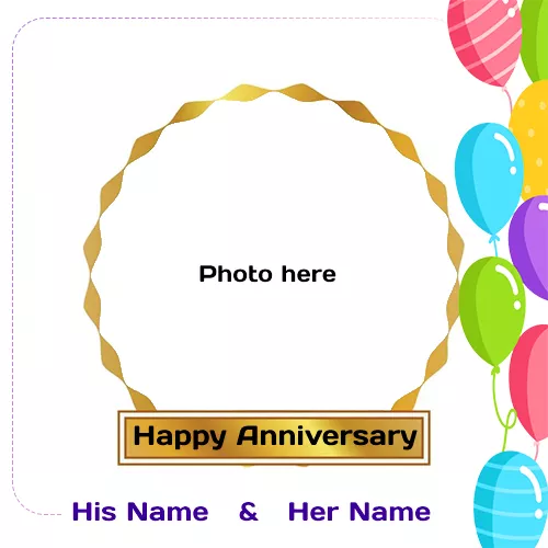 Write Name On Wedding Anniversary Cake Photo Frame