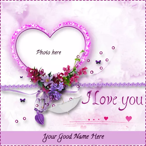 write name on i love you photo with flowers
