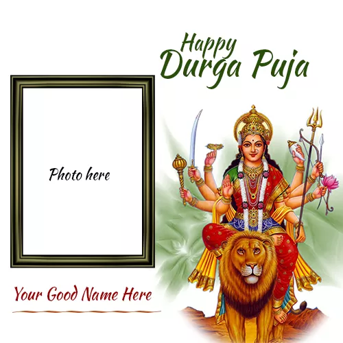 Write Name On Happy Durga Puja 2024 Photo Frame