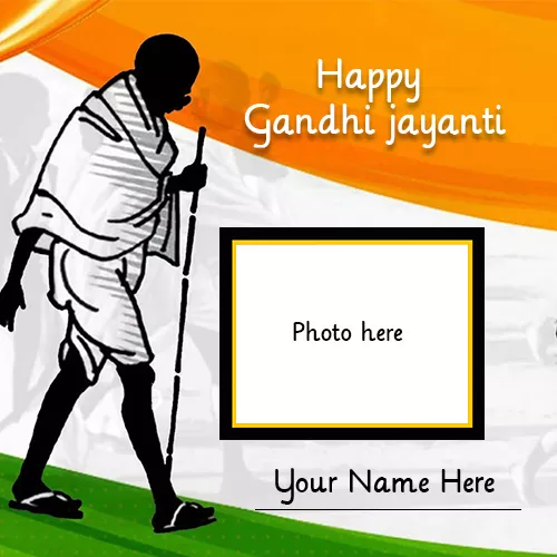 2 October 2023 Happy Gandhi jayanti Photo Frame With Name