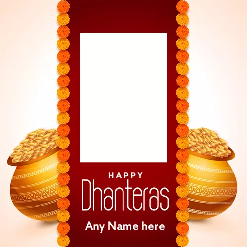Happy Dhanteras And Diwali 2023 Photo Frame With Name