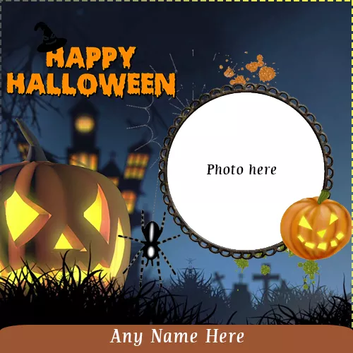 Happy Halloween Pumpkin Pictures Frame With Name