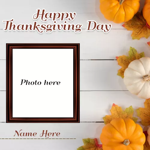 Thanksgiving Day Photo Cards with Name