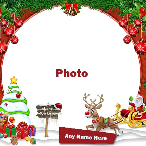 Merry Christmas 2023 Photo Frames Card Editor With Name
