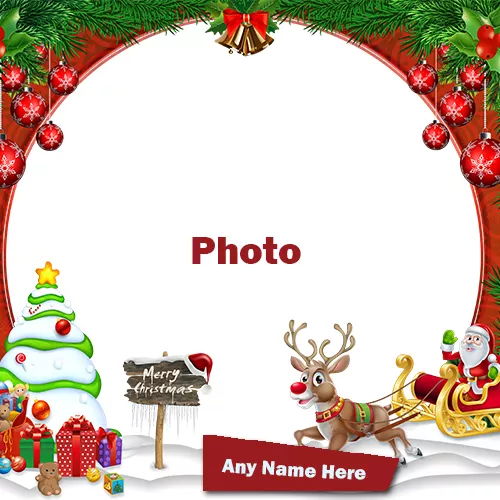 Merry Christmas 2024 Photo Frames Card Editor With Name