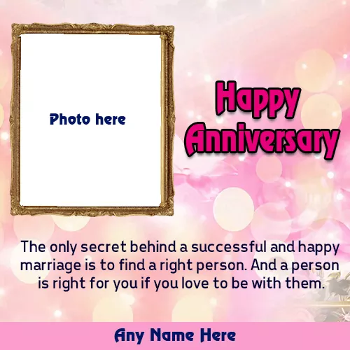 Write Name On Happy Anniversary Card With Photo Frame