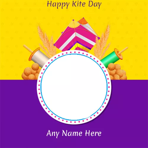 Happy Kite Flying Festival 2023 Photo Frame With Name