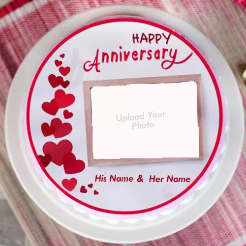Upload Photo On Anniversary Cake With Name