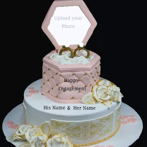 Engagement Anniversary Wishes Cake With Name And Photo