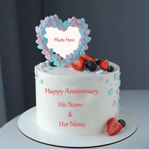 Wedding Anniversary Cake Photo Frame With Name