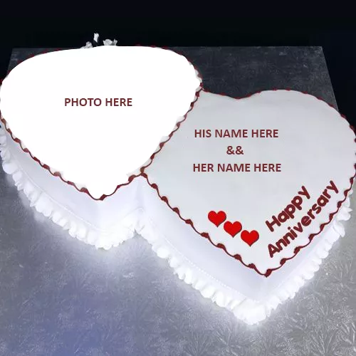 Wedding Anniversary Couple Cake With Name In Heart