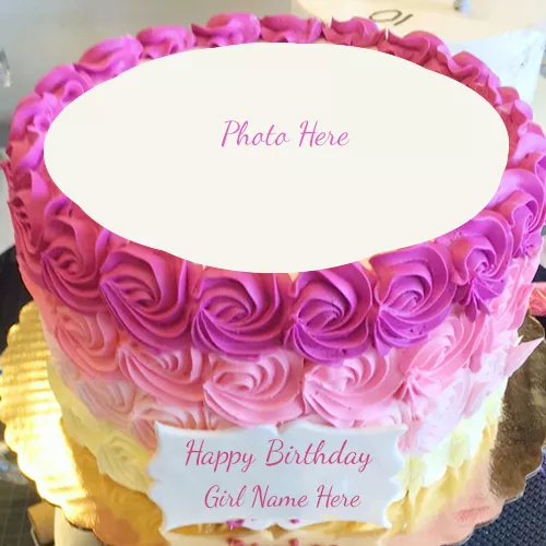 Girl Birthday Photo Cake With Name