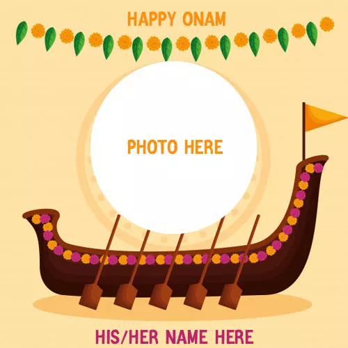 Wish You Onam Pookalam Photo Frame With Name Edit