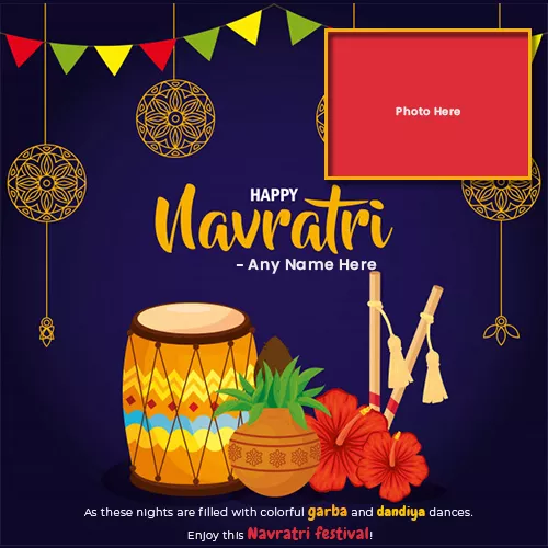 Navratri 2024 Card Photo Frame With Name