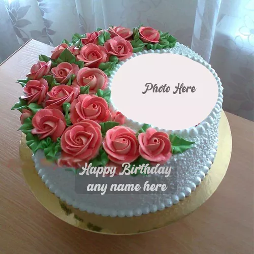 Write Name On Happy Birthday Flower Cake Photo