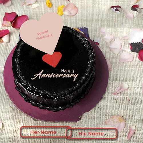 Write Couple Name Wedding Anniversary Cake Photo