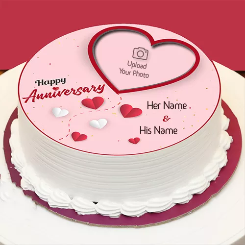 Write Name On Anniversary Cake Photo In Heart