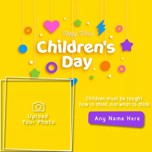 Happy Children Day 2023 Photo Frame With Name