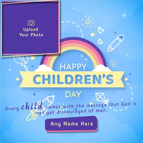 Write Name On Happy Childrens Day Frame