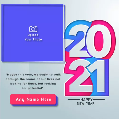 Happy New Year Holiday 2021 Cards Photo Frame With Name