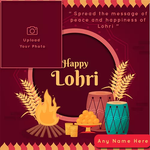 Happy Lohri Photo Frame With Name