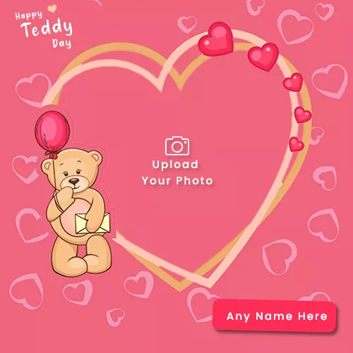 Valentines Day Teddy Bear Picture Heart Frame With Name