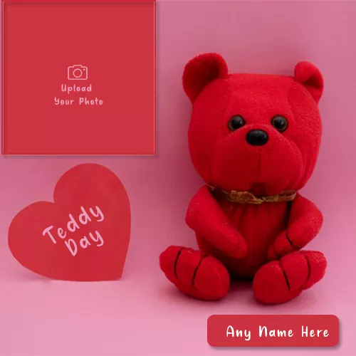 Write Name On Teddy Bear With Heart Frame