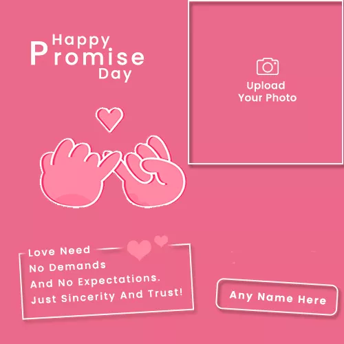 Happy Promise Day Love Photo Frame With Name