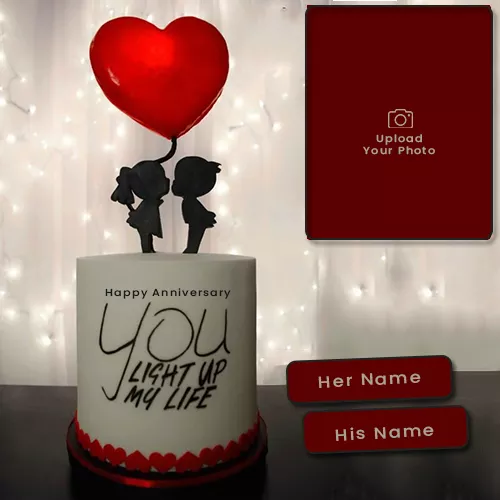 Create Name And Photo On Anniversary Cake Heart Shape