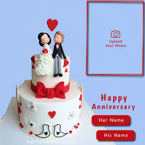 Write Name And Photo On Anniversary Cake For Wife