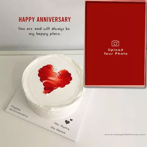 Love Shape Anniversary Cake Create With Name And Photo