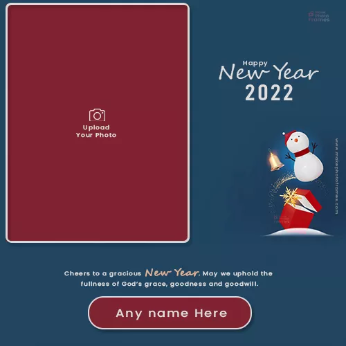 Happy New Year 2022 Photo Frame With Name