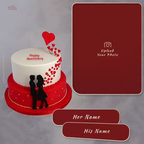 Name Photo On Anniversary Cake