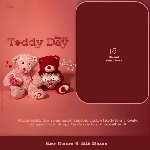 Valentines Day Teddy Bear 2024 Pictures Frame With Name Edit