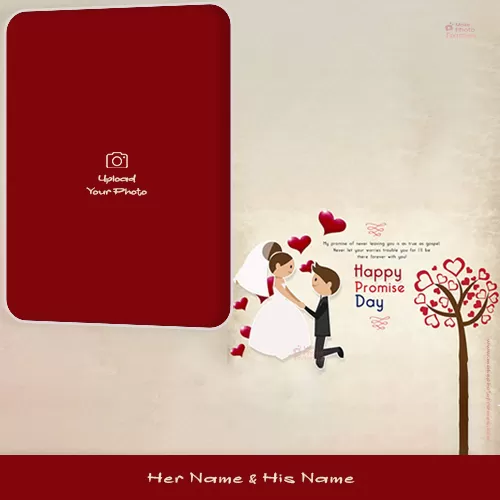 Happy Promise Day Couple Picture Frame With Boyfriend Name