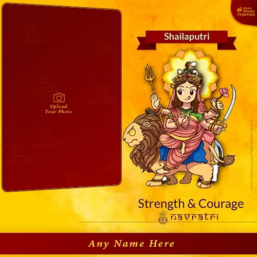 Navaratri Day 1 Maa Shail Putri Photo Frame With Your Name