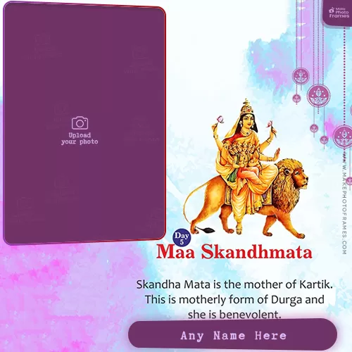 Navratri Day 5 Skanda Mata Devi Photo Frame With Name Editing