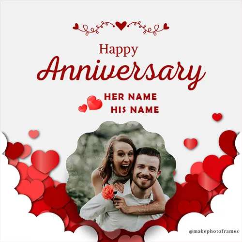 Wedding Anniversary Greetings Card With Name And Photo
