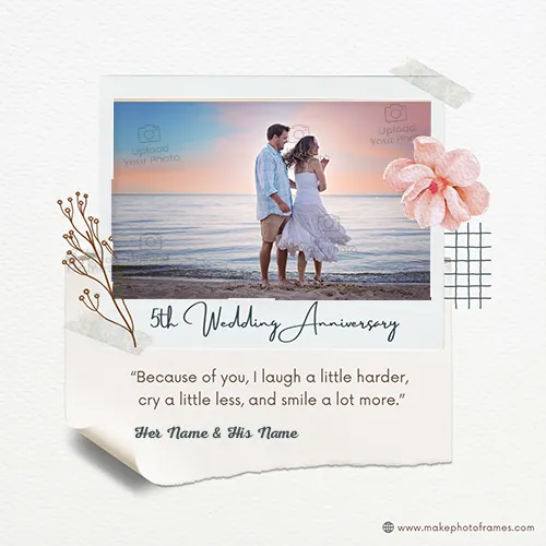 5th Wedding Anniversary Card Photo And Name Edit