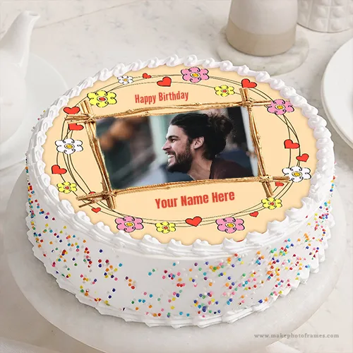 Write Name On Birthday Cake With Photo Frame Download