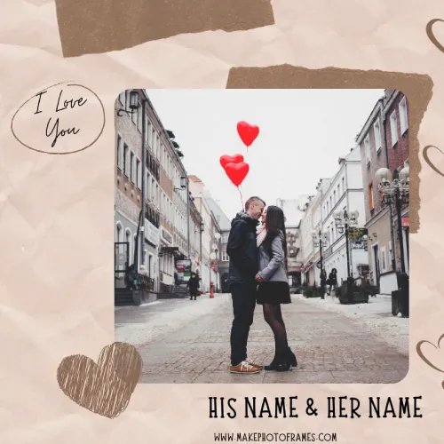 I Love You Dp Maker Online With Couple Name Frame
