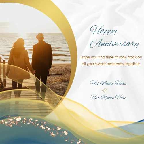 Unique Name And Photo Frame Anniversary Wishes Cards