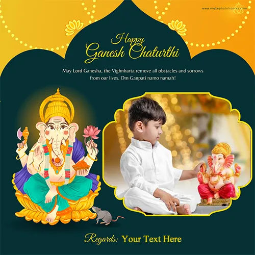 Personalized Vinayak Ganesh Chaturthi 2024 Wishes With Photo Frame Edit