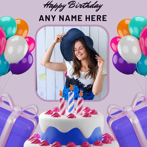 Birthday Cake Balloon Picture Frame Maker With Name