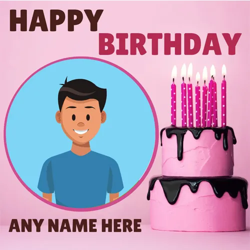 Double Layer Birthday Cake With Name And Photo