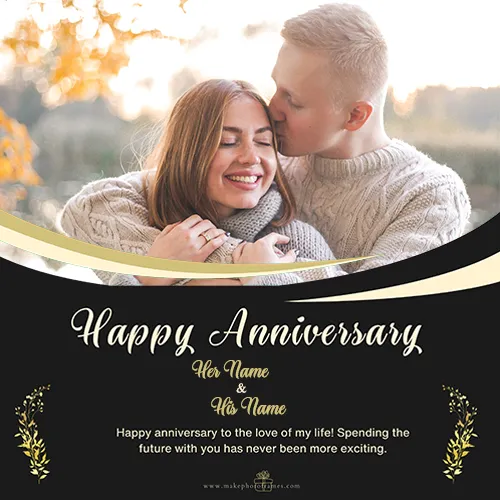 Wedding Anniversary Wishes Greeting Card With Name And Photo