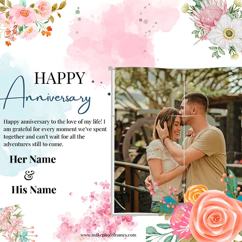 Happy Wedding Anniversary Card With Name And Photo