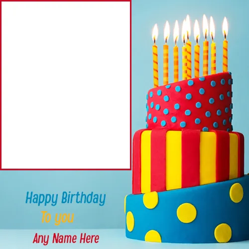 Write Your Name On Three Layer Birthday Cake Photo